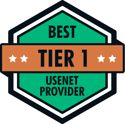A green and gold banner showing that Eweka is renowned as the best tier 1 Usenet provider.