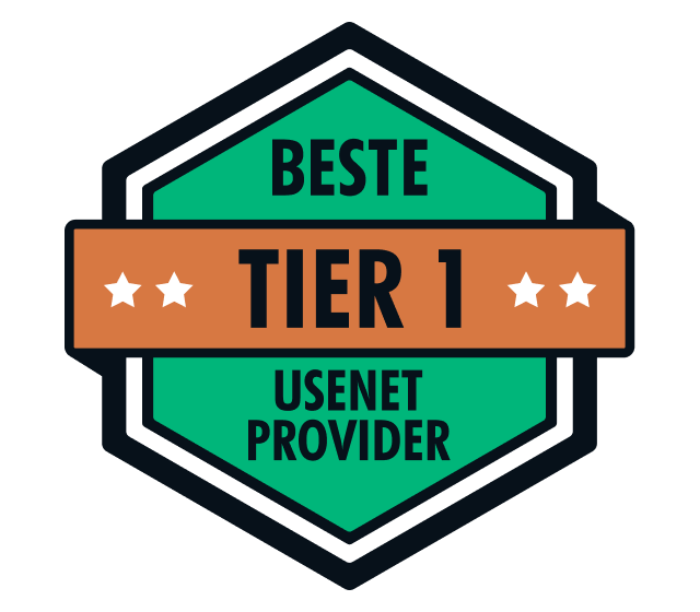 A green and gold banner showing that Eweka is renowned as the best tier 1 Usenet provider.