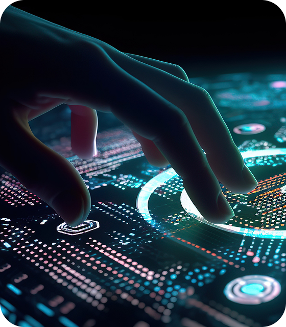 A hand is accessing a digital interface, symbolizing Eweka’s premium top-grade encryption settings that keep users safe online。