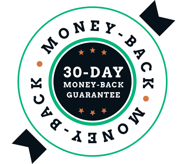A badge displaying the text: “30-Day Money-Back Guarantee”