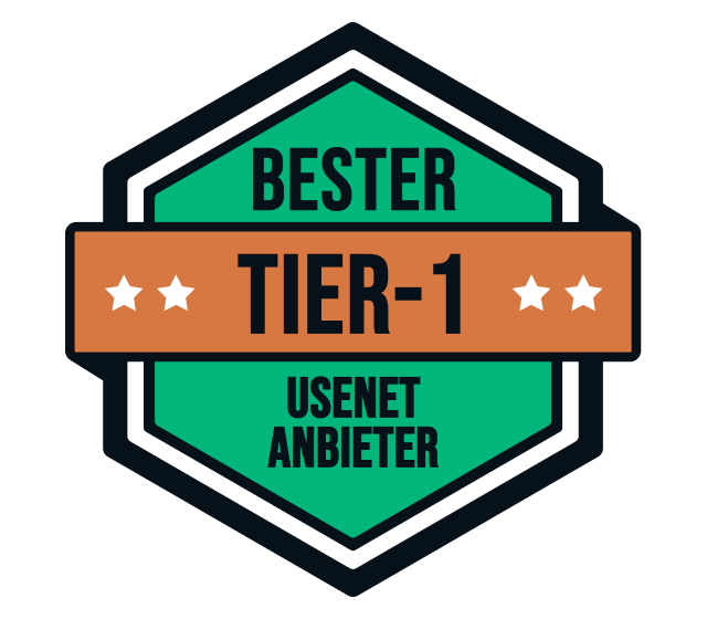 A green and gold banner showing that Eweka is renowned as the best tier 1 Usenet provider.